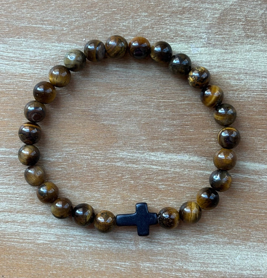 Tiger Eye Cross Bracelet