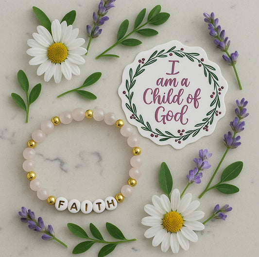 Pink & Gold Faith Bracelet