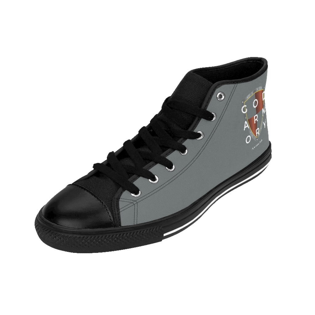 God Armory Shield  Men's High-top Shoes of Peace- Gray