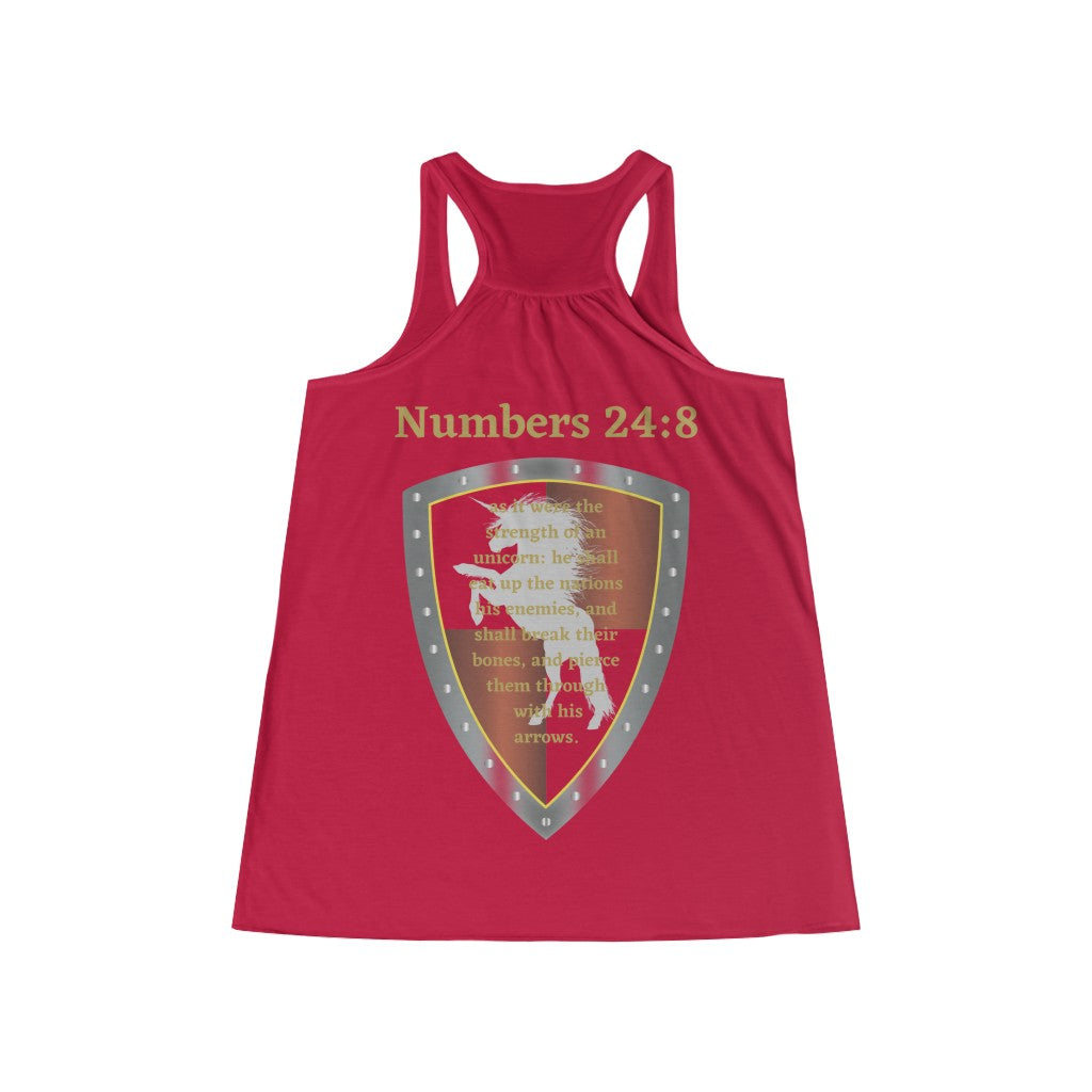 Numbers 24:8 Shield of Faith Flowy Racerback Tank