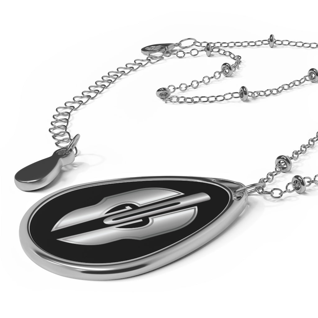 God Armory Helmet Oval Necklace - Black