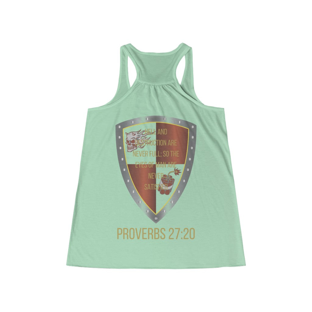 Proverbs 27:20 Shield of Faith Flowy Racerback Tank