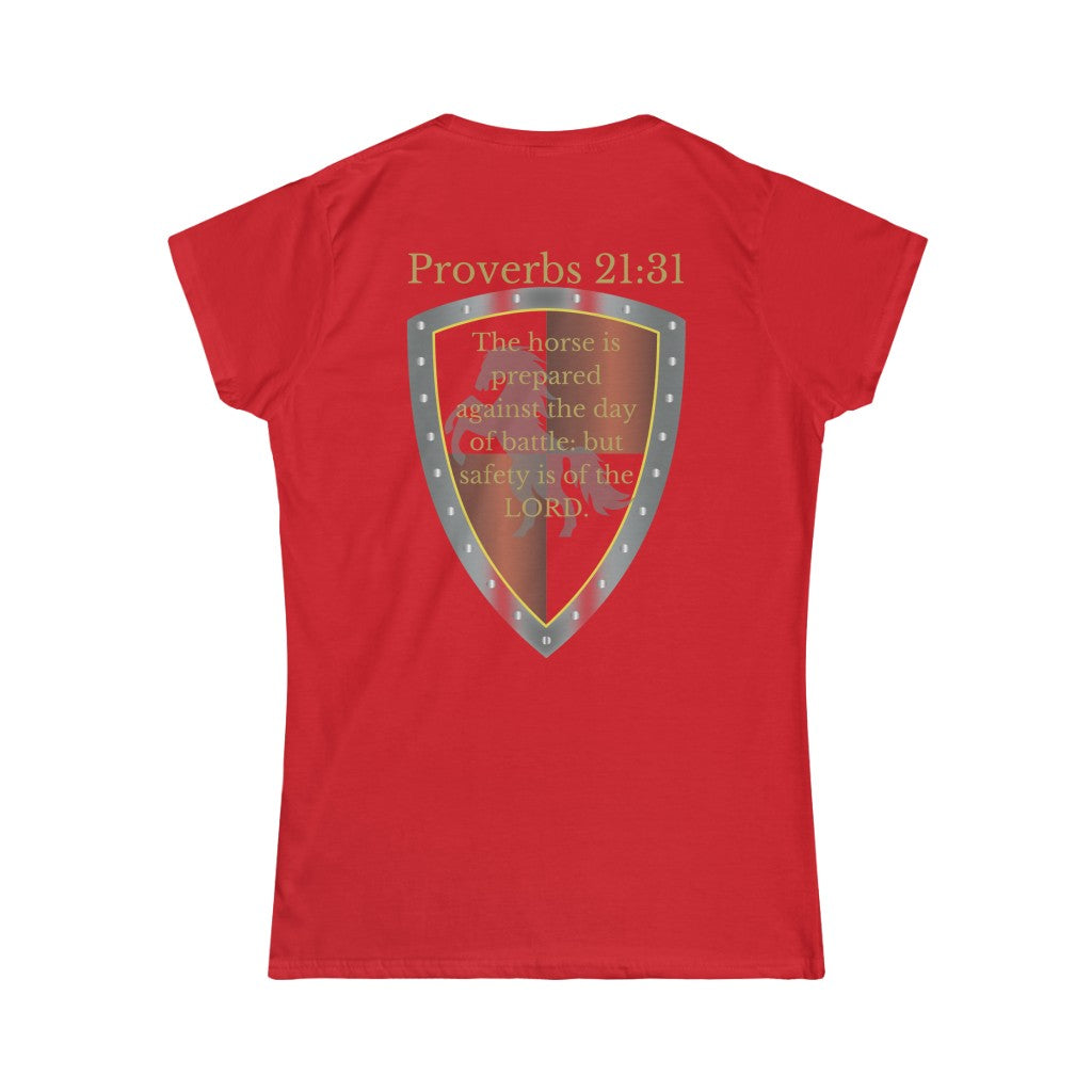 Proverbs 21:31 Shield of Faith Women's Tee