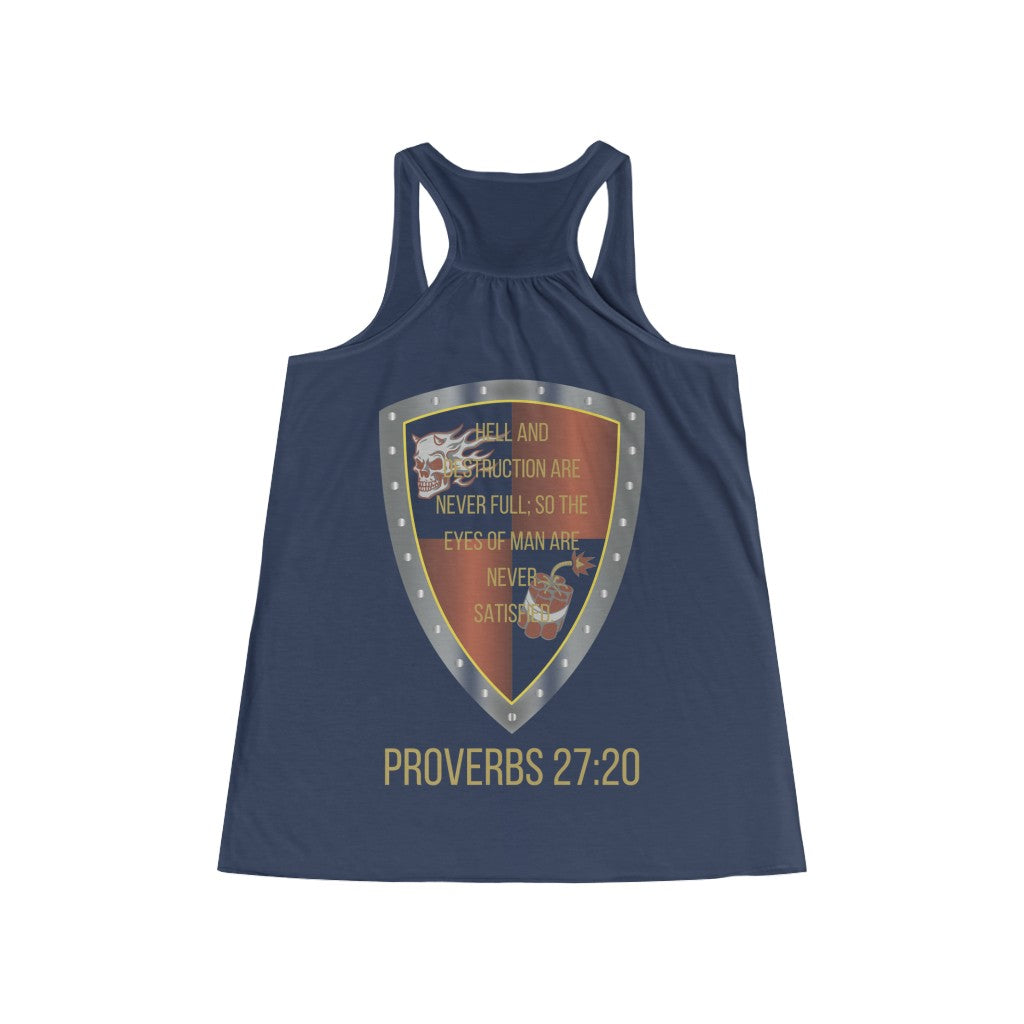 Proverbs 27:20 Shield of Faith Flowy Racerback Tank