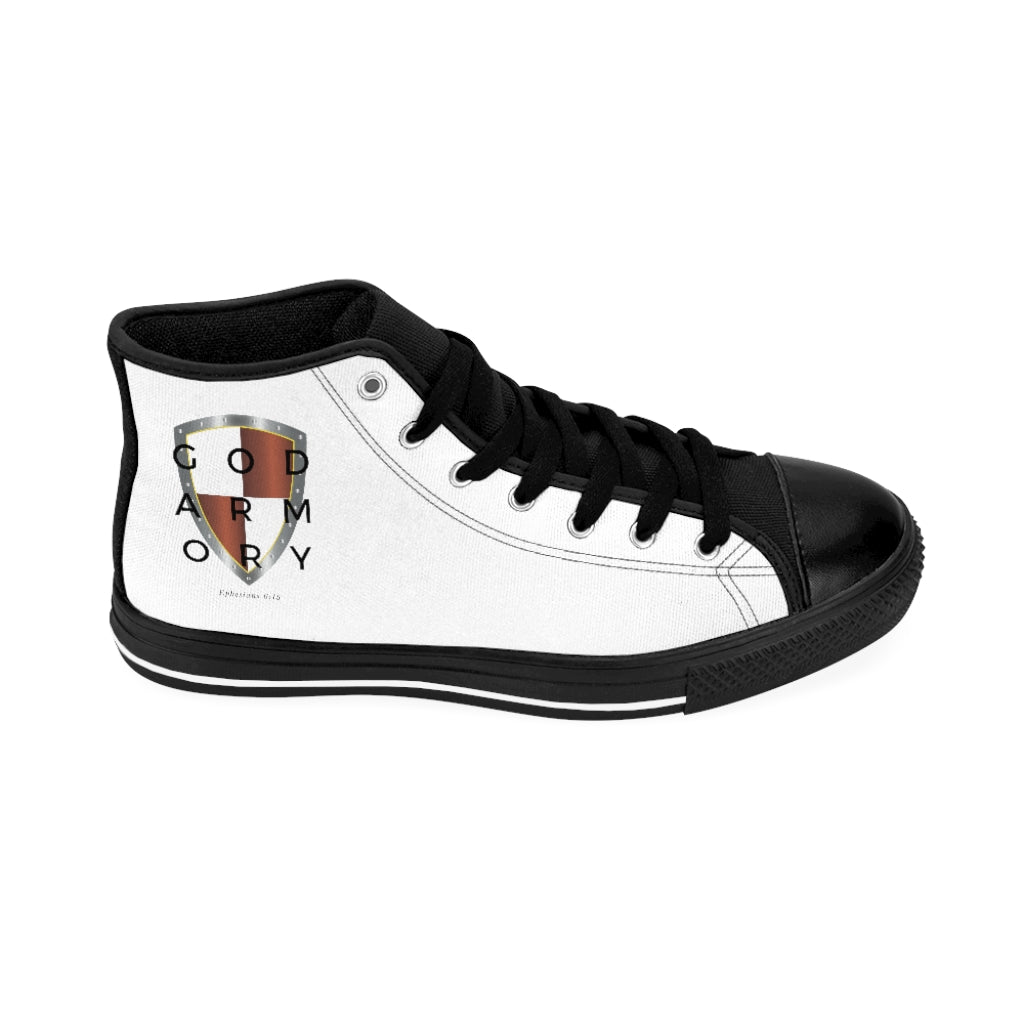 God Armory Shield Men's High-top Shoes of Peace - White