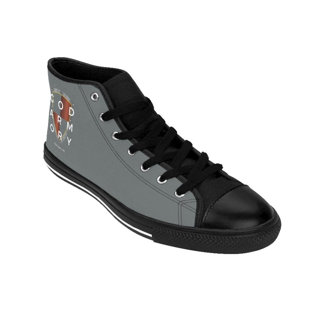 God Armory Shield  Men's High-top Shoes of Peace- Gray