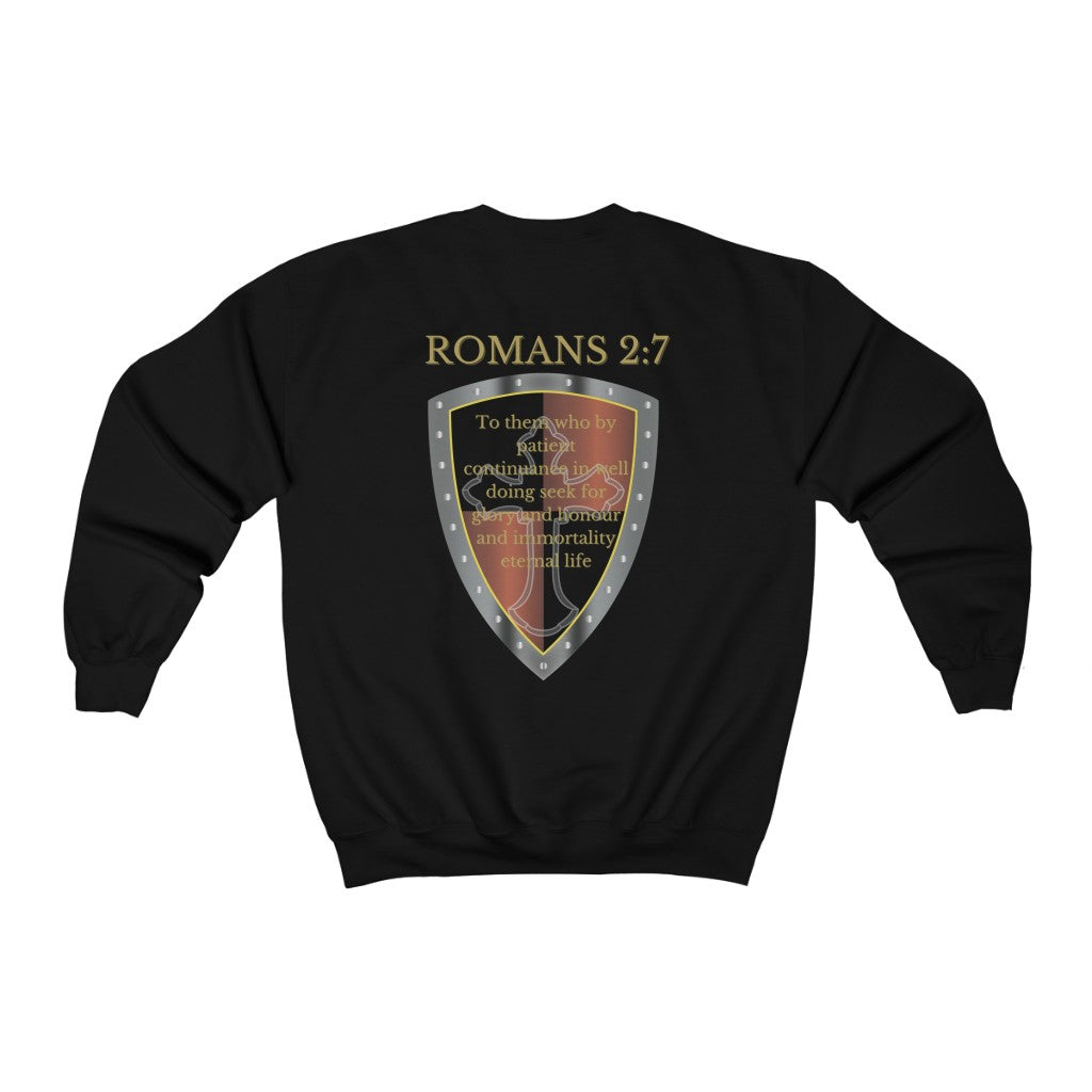 Romans 2:7 Shield of Faith Sweatshirt