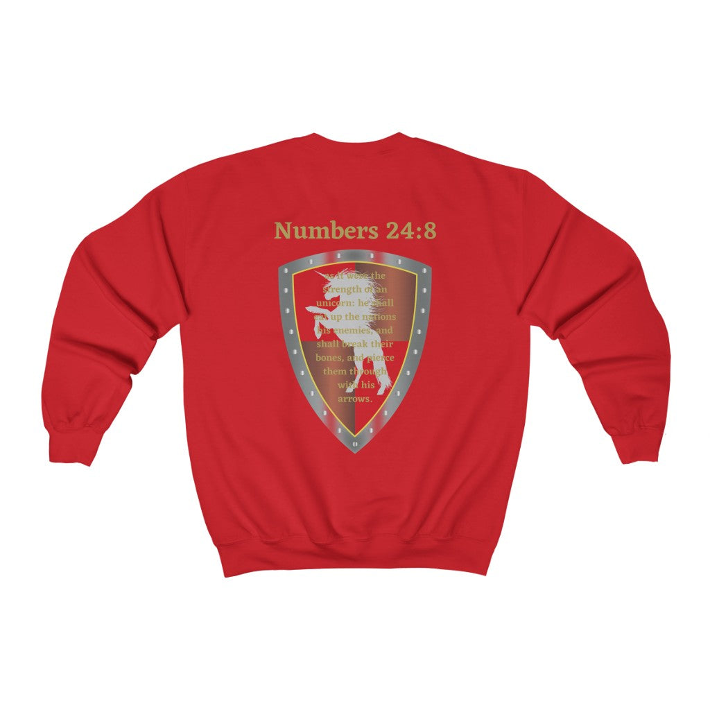 Numbers 24:8 Shield of Faith Sweater