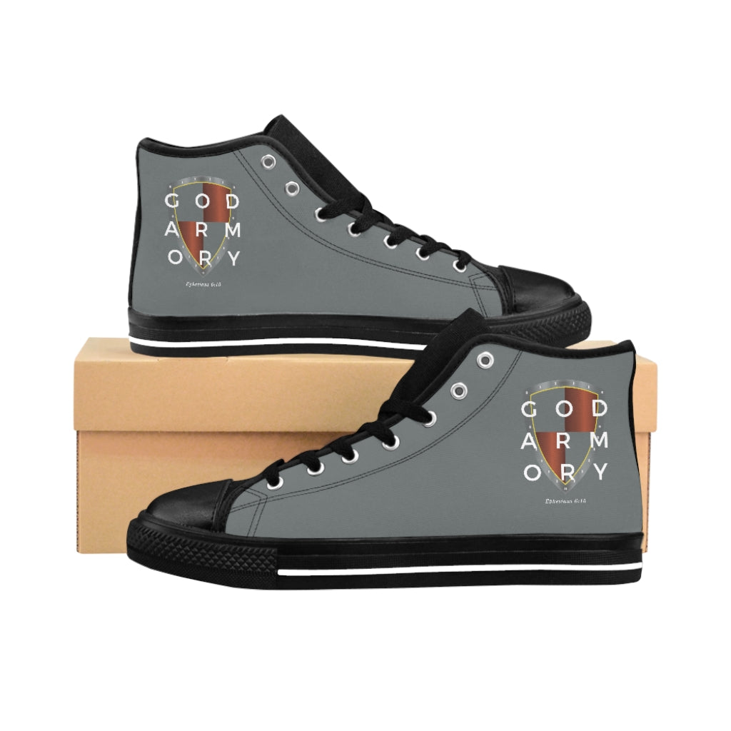 God Armory Shield  Men's High-top Shoes of Peace- Gray