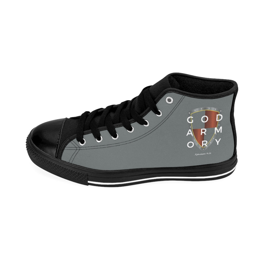 God Armory Shield  Men's High-top Shoes of Peace- Gray