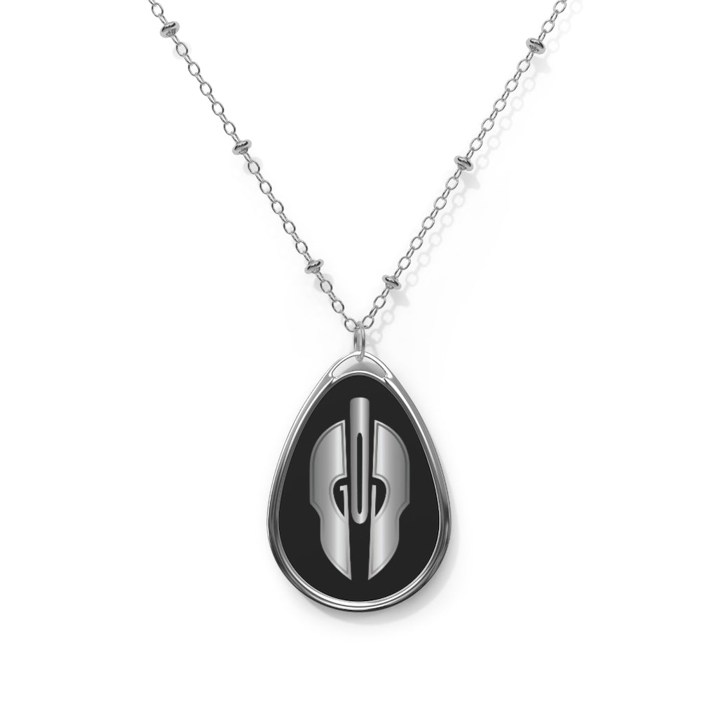 God Armory Helmet Oval Necklace - Black