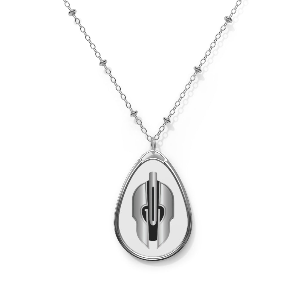 God Armory Helmet Oval Necklace -White